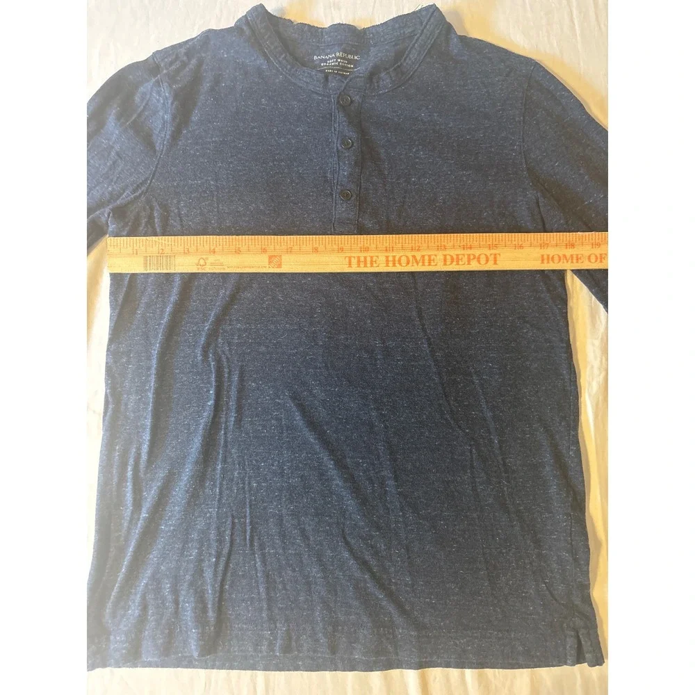 Banana Republic‎ Henley Shirt Mens Small Navy Blue Organic Cotton